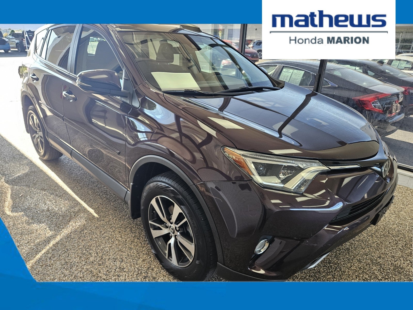 2018 Toyota RAV4 XLE in Black Currant Metallic — front three-quarter view