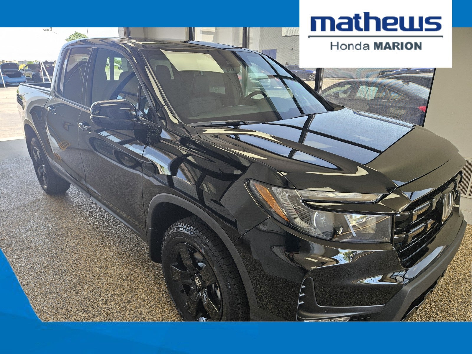 2026 Honda Ridgeline Black Edition in Crystal Black Pearl — front three-quarter view