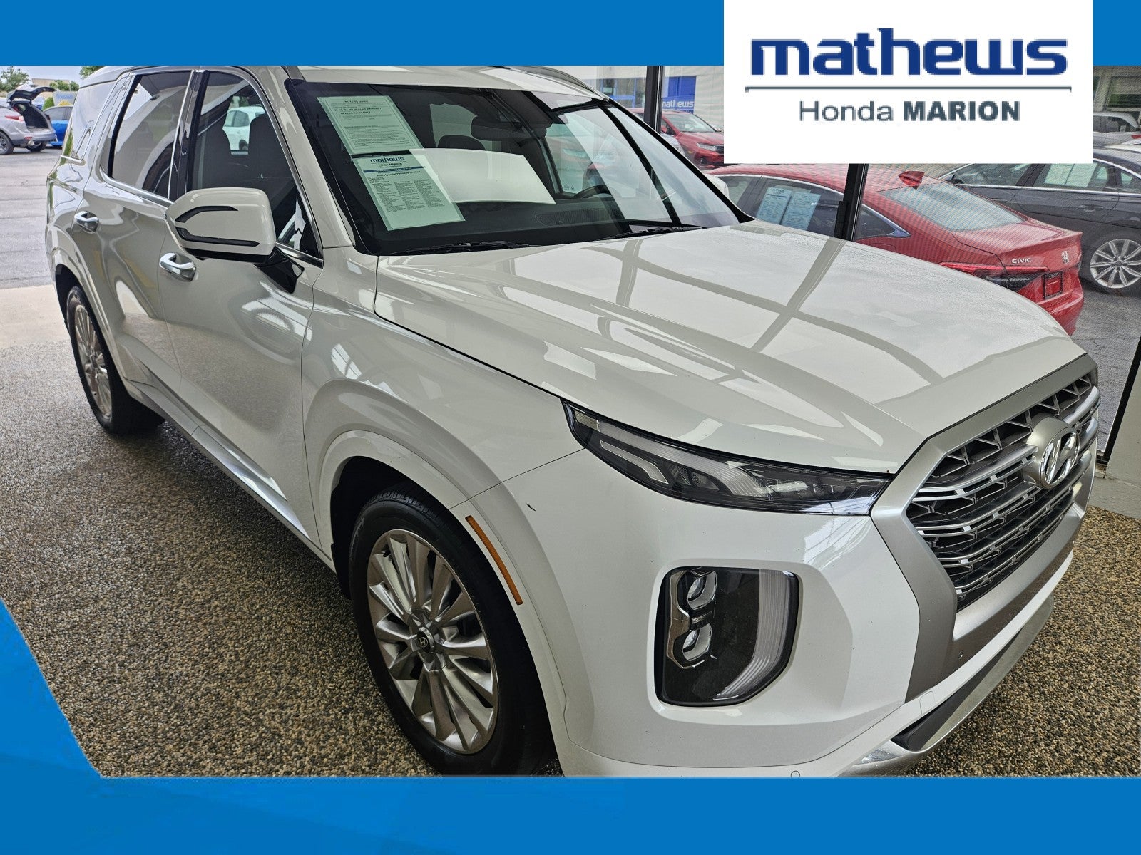 2020 Hyundai Palisade Limited in Hyper White — front three-quarter view